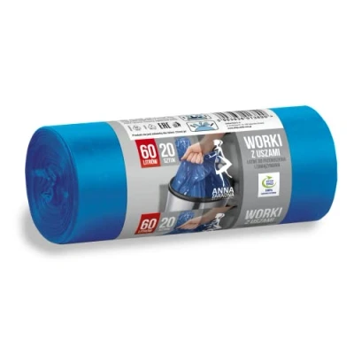 Abbildung von Anna Föderative Müllsäcke mit OHREN 60L 20pcs blau, 20 Stück (1er Pack)