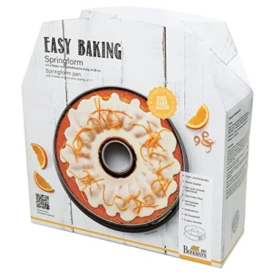 Abbildung von Birkmann, Easy Baking, runde Springform 28 cm, mit zwei austauschbaren Böden, Flach und Rohrboden, hohem Rand, antihaft, auslaufsicher, 881051