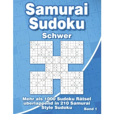 Abbildung von Samurai Sudoku Schwer: Rätselheft mit 1000 überlappenden in 210 Style Rätsel für Fortgeschrittene