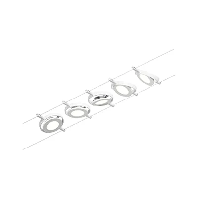 Abbildung von Paulmann 94416 CorDuo LED Seilsytem Set RoundMac DC incl. 5x4,5 Watt erweiterbar Weiß, Chrom Drahtseil Metall 3000 K