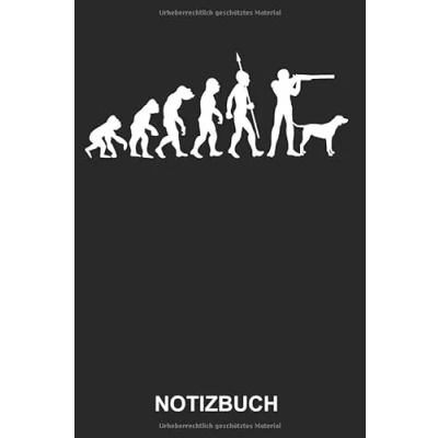 Abbildung von Notizbuch: Jäger mit Jagdhund Jagen Jagd Weidmann Förster Waidmann Evolution Lustig Witzig Notizbuch, Tagebuch, Notizheft, Schreibheft ca. A5 ... Seiten liniert Softcover weißes Papier
