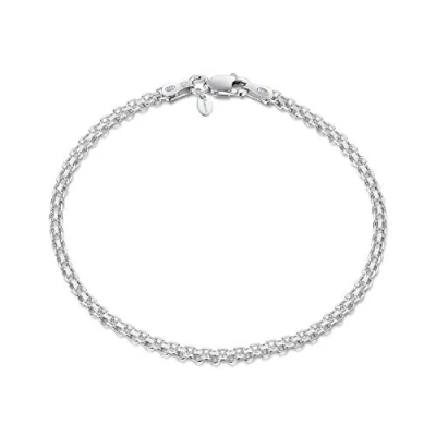 Abbildung von Amberta 925 Sterlingsilber Armkette Bismarck Kette Armband 2.2 mm Breite Verschiedene Längen: 18 19 20 cm (20cm)