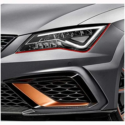 Abbildung von Devil Eye® Scheinwerferfolie rot Zierstreifen Dekor Dekorleiste Folie Flexibel für Scheinwerfer Kfz Auto Zubehör Selbstklebend KX004 (Kompatibel mit Seat Leon 5F ab 2012)