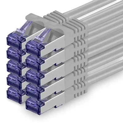 Abbildung von Cat.7 Netzwerkkabel 1m Grau 10 Stück Cat7 Patchkabel (SFTP/PIMF/LSZH) Rohkabel Gb/s mit Rj 45 Stecker Cat.6a x 1 Meter