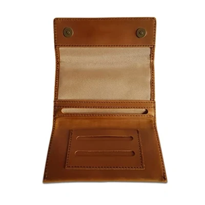 Abbildung von Indian Pearl Echtleder Tabaktasche mit extra Reißverschlußfach I Handgemachter Tabakbeutel Drehertasche Leder, Tobacco Pouch, Drehbeutel, Drehtabak Braun