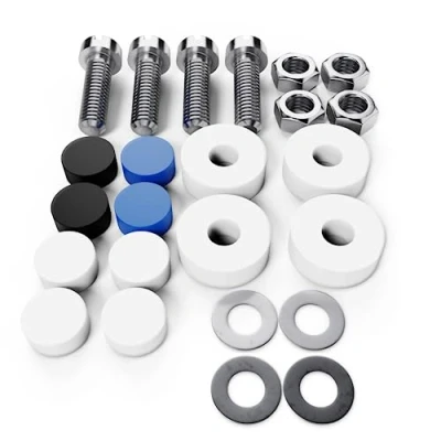 Abbildung von L &amp; P Car Design A0023 1 Kennzeichen Schrauben Kennzeichenbefestigung 4er Set M5 x 20mm DIN 84 mit Abdeckkappen Befestigung für KFZ Nummernschild