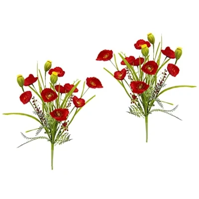 Abbildung von Künstliche Mohnblume Mohnblumenbusch Mohn Mohnbusch Bouquet Kunstblumen Strauß Seidenblumenstrauß Blumenstrauß Blumenbouquet unechte Blumen Pflanzen Mohnblumen Zuhause Grab Hochzeit Dekoration