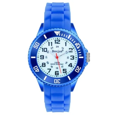 Abbildung von Brecjon Kinder Armbanduhr Jungen Mädchen Lernuhr Silikonuhr Kids 5ATM wasserdicht Leuchtzifferblatt royal blau 2102