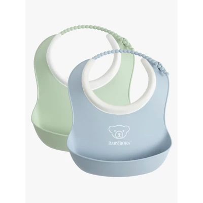 Abbildung von BabyBjörn Lätzchen Set 2er Pack, Hellgrün/Hellblau