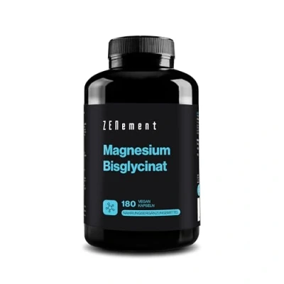 Abbildung von Magnesiumbisglycinat 350mg elementares Magnesium pro Tagesdosis Premium: Chelatiertes 180 Kapseln Laborgeprüft, vegan, hochdosiert