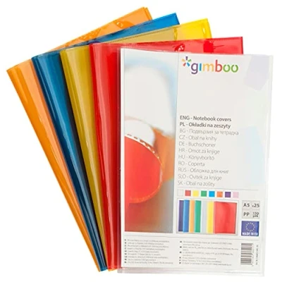 Abbildung von gimboo Hefthüllen Heftumschläge/ 25 Stück 25er Packung/DIN A5/ Extra Stark 150 my aus PP/Blau Transparent Klar/Kristallklar/Heftschoner für Schulhefte/Buchumschlag