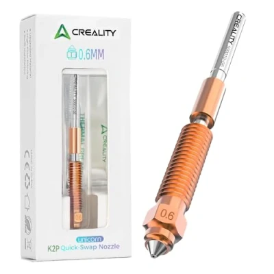 Abbildung von Creality Offcial K2 Plus Düse, Upgraded Unicorn Quick Swap 3D Drucker Düse mit Titanlegierung Throat, Kupferlegierung und gehärtetem Stahl für K2P Combo (0.6mm)