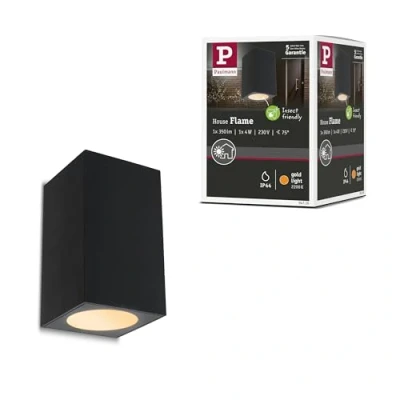 Abbildung von Paulmann 94710 LED Außenleuchte Wandleuchte Flame insektenfreundlich IP44 eckig 58x103mm 2200K 4W 265lm 230V 75 Anthrazit Metall Goldlicht