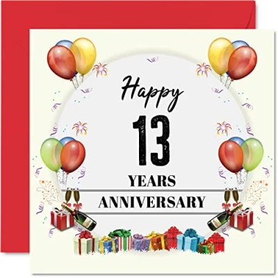 Abbildung von Stuff4 Glückwunschkarte zum 13. Hochzeitstag für Ehemann, Ehefrau Jubiläumsparty Partner, 145 mm x Grußkarten dreizehnte Jubiläen