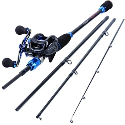 Abbildung von Sougayilang Angelrolle und Angelruten Combos, 24 Tonnen mit Baitcastingrolle, 7.0: 1 Ausrüstung für die Reise 1.8M Rod with Right Handed Reel
