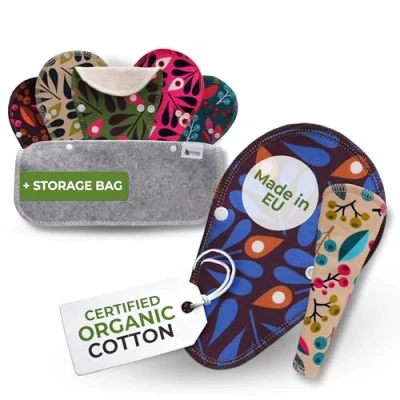 Abbildung von Slipeinlagen waschbar bio Baumwolle TANGA; 7 Pack (Größe S) STRING Waschbare dünn MADE IN EU; wiederverwendbare Stoff Slipeinlagen; Washable Panty Liners für Ausfluss; NICHT bei Periode