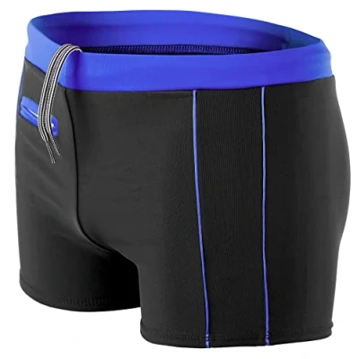 Abbildung von Aquarti Herren Badehose Kurz mit Kontrastpaspel, Farbe: 010 Schwarz/Blau, Größe: XXL
