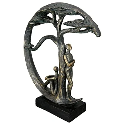 Abbildung von Casablanca Deko Figur Skulptur aus Kunstharz Baum Schatten mit Spruchanhänger Farbe: Bronze Höhe 32 cm