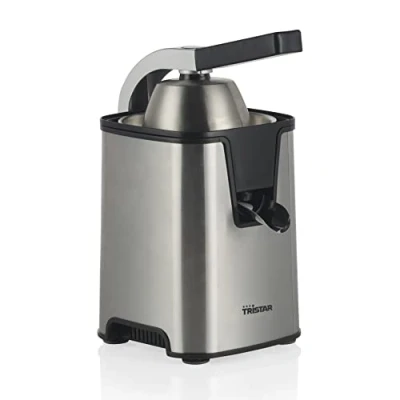 Abbildung von Tristar Zitruspresse CP 3009 Edelstahl Fruchtfleischfilter Anpassbarer 2 Presskegel PFOA Frei Silber/Schwarz