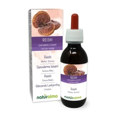 Abbildung von Glänzende Lackporling oder Reishi (Ganoderma lucidum) Pilz Alkoholfreier Urtinktur Naturalma Flüssig Extrakt Tropfen 120 ml Nahrungsergänzungsmittel Veganer