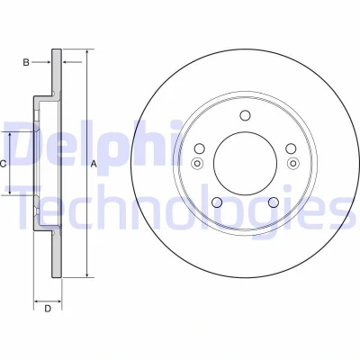 Abbildung von DELPHI BG4949C Bremsscheibe 272 10 5 voll beschichtet hochgekohlt ohne Radlager, ABS Sensorring HYUNDAI: i30 III Hatchback, Estate