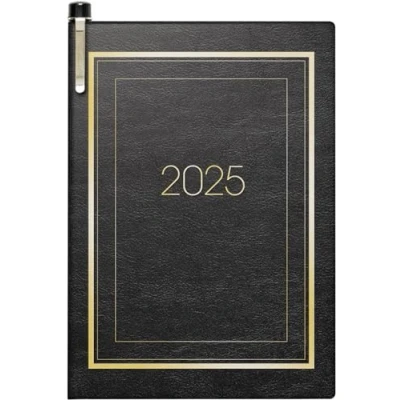 Abbildung von BRUNNEN Taschenkalender Modell 713 (2025), 2 Seiten = 1 Woche, A7, 160 Seiten, SOFT Einband mit Ziergoldrand, schwarz