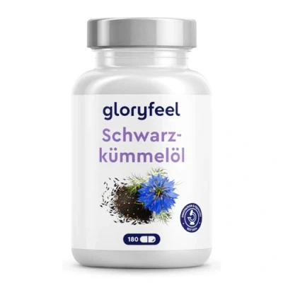 Abbildung von Schwarzkümmelöl 1000mg pro Tagesdosis (original Nigella sativa kaltgepresst) 80% essentielle Fettsäuren + Vitamin E Hoher Anteil ungesättigter Fettsäuren(500mg Linolsäure) Laborgeprüft