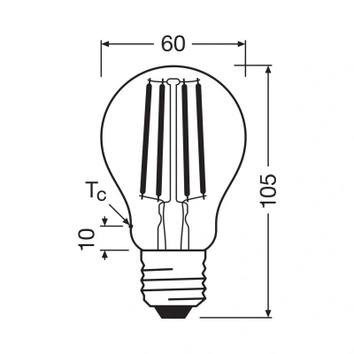 Abbildung von Osram LED Superstar Classic Lampe A 75 in klassischer Kolbenform, klarer Glaskörper, 5 W, 1055 lm, E27 Fassung, warmweißes Licht mit 2700 K, EEK A, 60 mm Durchmesser, 2er Pack