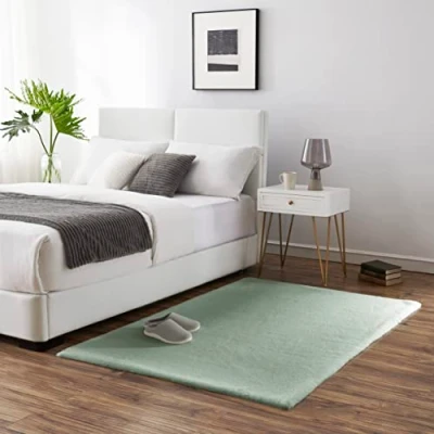 Abbildung von Teppich Wölkchen Fellteppich Kunstfell Waschbar, Hasenfell Imitat, Kaninchenfell, Kurzfell Flauschiger Wohnzimmer, Bettvorleger Schlafzimmer, Fell Grün 120x170cm