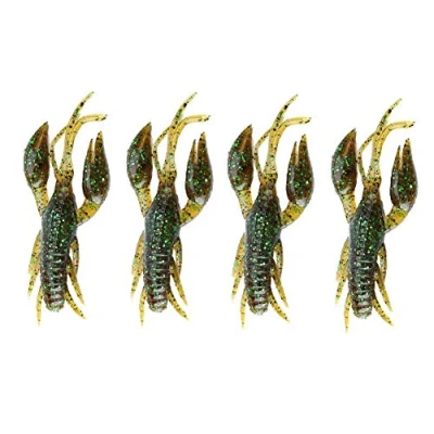 Abbildung von Crayfish Angeln Gummifische Flusskrebs Fischen Köder, 4pcs Silikon weicher Langusten Köder Kunstköden für Karpfen Bass Frischwasser Salzwasser dunkelgrünes(1# Dunkelgrün)