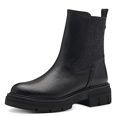 Abbildung von MARCO TOZZI Damen Chelsea Boots aus Kunstleder Plateau, Schwarz (Black), 41