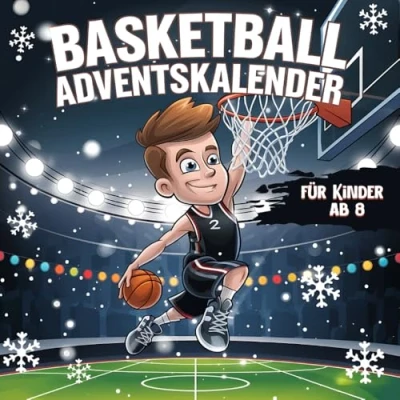 Abbildung von Basketball Adventskalender für Kinder ab 8: 25 Tage Basketballspaß mit Rätseln, Quiz, Star Spielern zum Ausmalen, u.v.m. junge Spieler