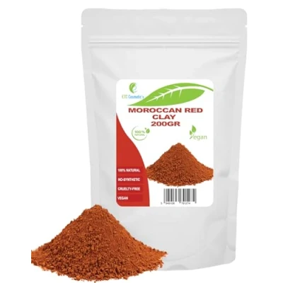 Abbildung von Marokkanischer roter Ton (Moroccan Red clay) 200 g DIY Gesichtsmasken, Körpermasken, Haarmasken, sanfte Peelings und Scrubs, Seifenherstellung, Anti Aging Hautstraffung, natürlich