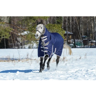 Abbildung von Weatherbeeta Medium Turnout Rug Plus Combo Neck Comfitec Essential 220g Navy/Silver/Red 145/195