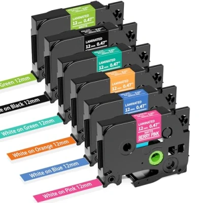 Abbildung von 6x MarkField Kompatible Schriftband für Brother P Touch Label Maker TZ MQP35 TZe 335 12mm x 8m 0,47 laminierte Bunt Bänder PT H100LB H105 H107B H110 H200 H101 Cube D200 D210 D400 1000 1010