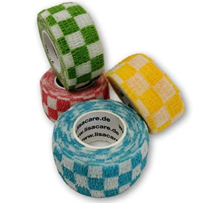 Abbildung von LisaCare Pflaster Rolle selbsthaftend Fingerverband elastisch wasserfest staub fett &amp; schmutzabweisend Karo Mix 4 Rollen á 2,5cm x 4,5m