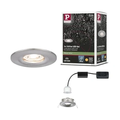 Abbildung von Paulmann 94300 Nova Mini LED Einbauleuchte Coin rund starr 1x4W Deckeneinbaustrahler Eisen gebürstet Einbaulampe Aluminium Warmweiß 2700K, 4 W