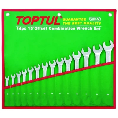 Abbildung von Schraubenschlüssel, Maulschlüsselsatz TOPTUL 14Stk 8 24mm 15 Grad abgewinkelt