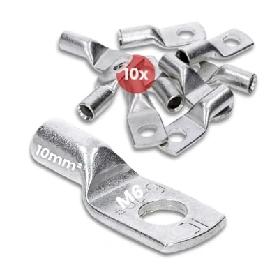 Abbildung von 10 Stück Kalitec HR10 6 Handelsübliche Rohrkabelschuhe 10mm² M6 I ohne Sichtloch Made in Germany