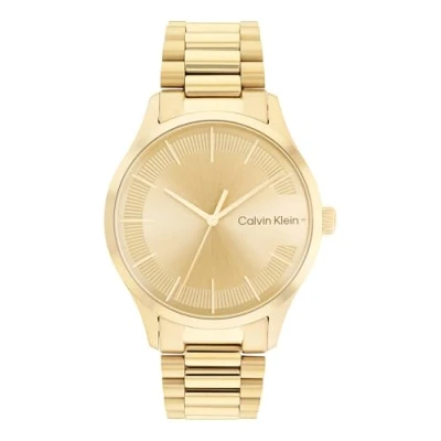 Abbildung von Calvin Klein Analog Quarzuhr Unisex mit Gelbgoldfarbenes Edelstahlarmband 25200038