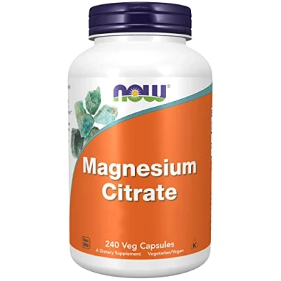 Abbildung von Now Foods, Magnesiumcitrat, 400mg, 240 vegane Kapseln, Laborgeprüft, Magnesium, Glutenfrei, Sojafrei, Vegetarisch