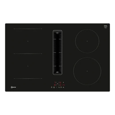 Abbildung von Neff V58NBS1L0 Induktionskochfeld mit integriertem Kochfeldabzug N50, Flexibles Glaskeramik Kochfeld Dunstabzug, 80 cm breit, Touch Control, Combi Induction, Schwarz