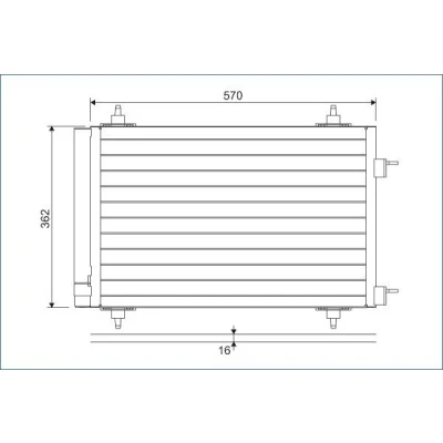 Abbildung von VALEO 818170 Klimakondensator ohne Trockner Aluminium 362 R 134a PEUGEOT: 308 I Hatchback, SW, 307 CC, CITROËN: Berlingo II, C4 Hatchback