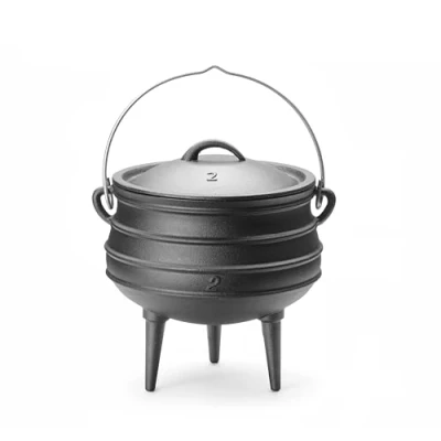 Abbildung von HENDI Gusseisen Topf, auf 3 Füßen, mit Hebel, Deckel, für Potjiekos, die Verwendung am offenen Feuer, Potjie, Hexenkessel, Dutch Oven, 6L, ø245x(H)280mm, Schwarz