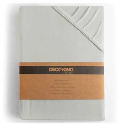 Abbildung von DecoKing Spannbettlaken 80x200 90x200 cm 100% gekämmte Baumwolle Silber Spannbetttücher Jersey Boxspringbett Amber 80 x 200 90