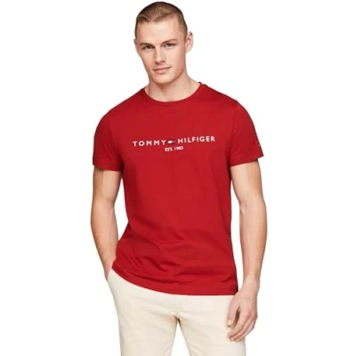 Abbildung von Tommy Hilfiger LOGO TEE Tshirt print, Herren, Größe: XS, Dark magma