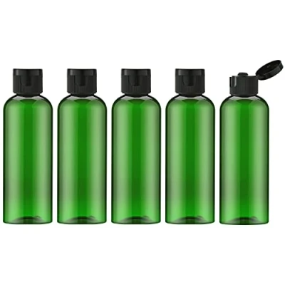 Abbildung von Toureal 100ML Reiseflaschen Set mit Flip Cap (5 Stück) Leere Spender Plastikflasche Set, Abfüllflaschen für Kosmetik Trichter (Grün)