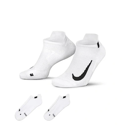 Abbildung von Nike Multiplier Running No Show Laufsocken 2er Pack Weiß, Schwarz, Größe 38 42