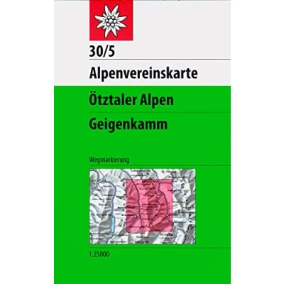 Abbildung von Ötztaler Alpen, Geigenkamm: Topographische Karte 1:25.000 mit Wegmarkierungen (Alpenvereinskarten)