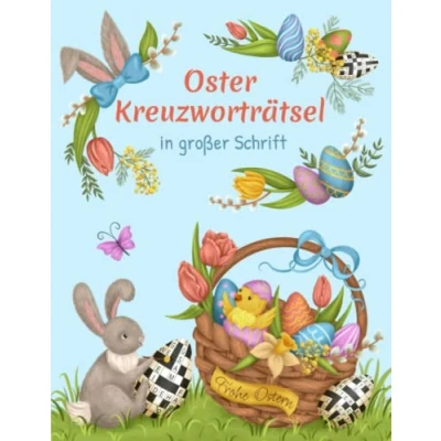 Abbildung von Frohe Ostern Kreuzworträtsel in großer Schrift: Oster Rätselbuch mit 100 Kreuzworträtseln für Senioren &amp; Erwachsene (Oster Rätselbücher)